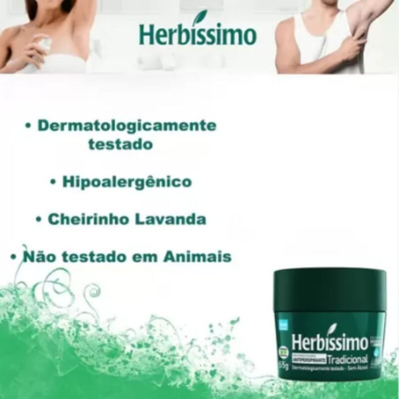 Kit com 12 Desodorante Creme Herbíssimo Tradicional 55g - Image 2