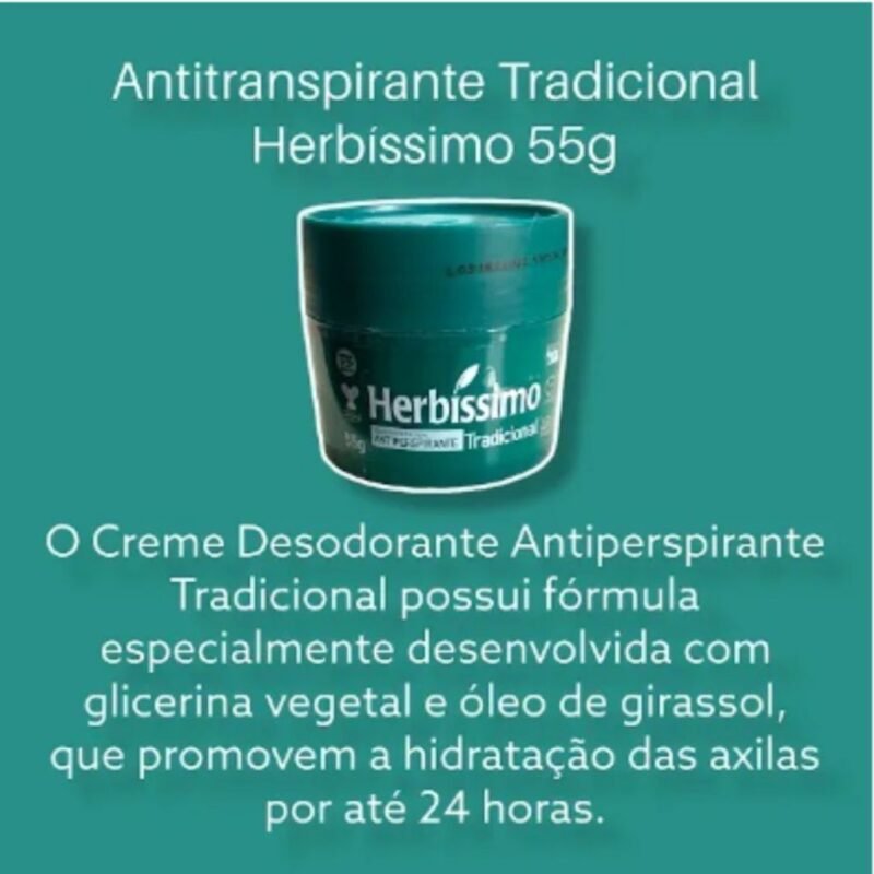 Kit com 12 Desodorante Creme Herbíssimo Tradicional 55g - Image 3