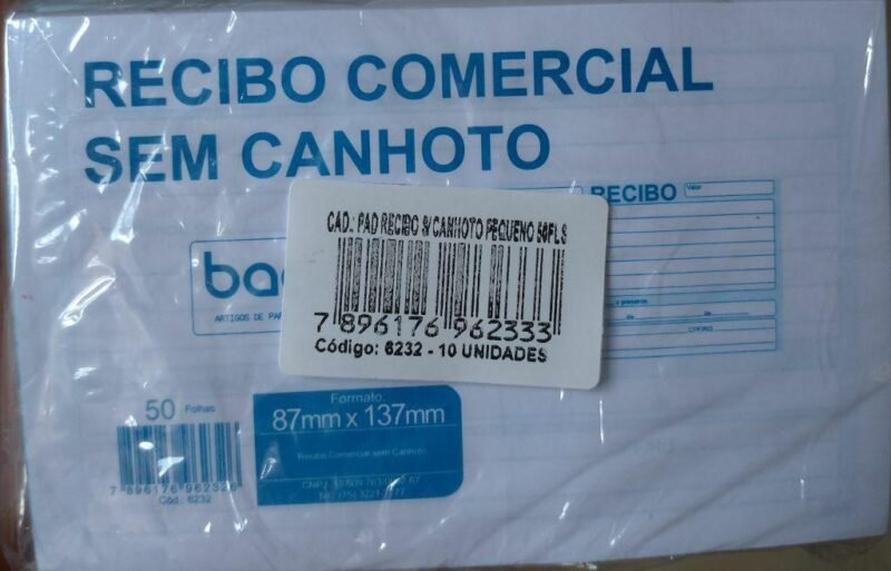 RECIBO COMERCIAL S/CANHOTO 50fls UND